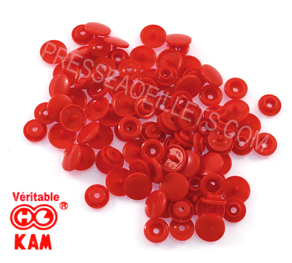 Boutons pression kam rouge clair