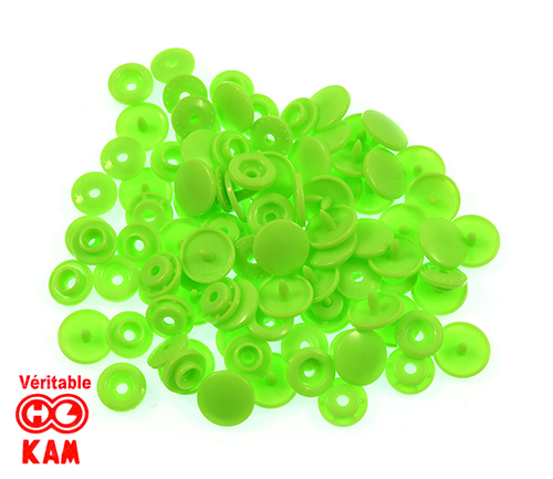 Boutons pression kam vert fluo