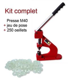 Kit presse à oeillets M40 pour oeillets plastiques 12mm